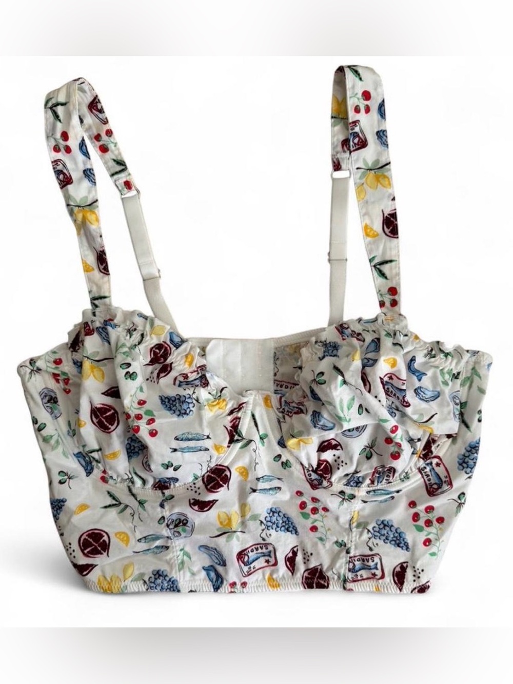 Colsie Food Print Bustier Crop Top – Size Large